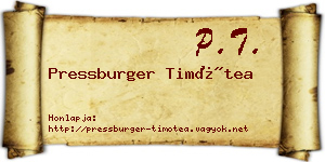 Pressburger Timótea névjegykártya